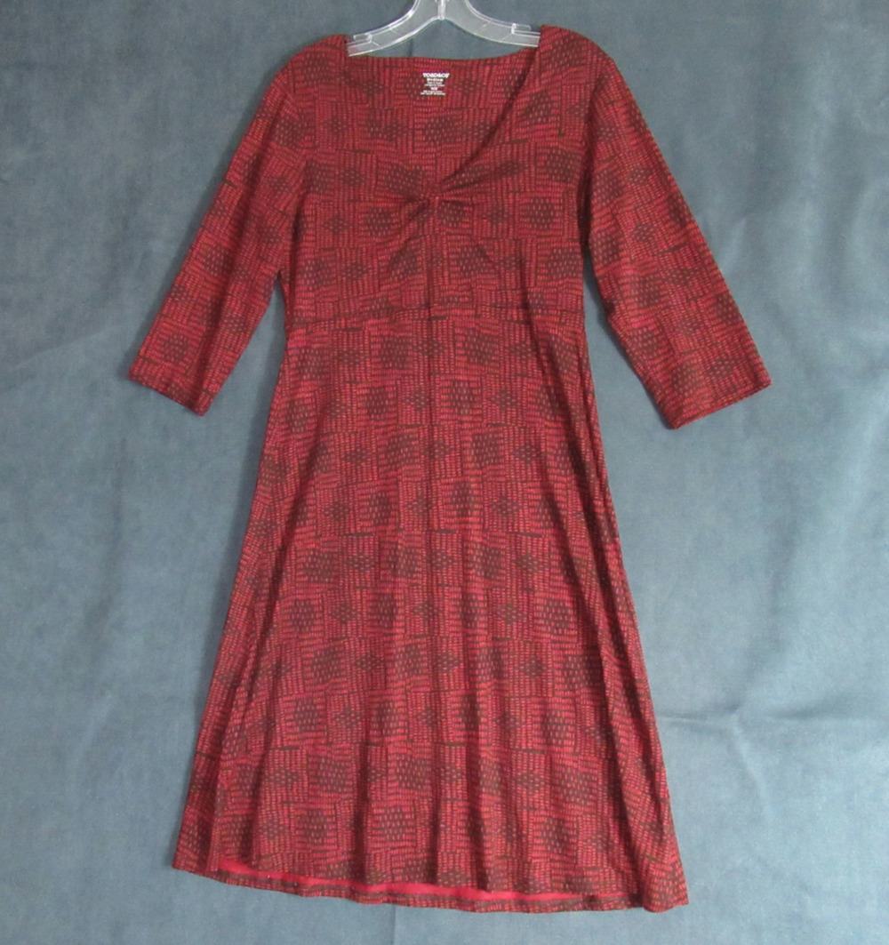 Toad & Co Rosalinda Dress Womens Medium Red Organic Cotton Tencel Hipster Work